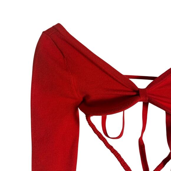 For Love & Lemons Edith Red Cropped Strappy Tie Back Sweater Skirt Set XXS - Picture 12 of 16